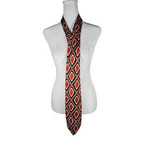 Colosseo di Roma Men's Italian Retro‎ Tie Orange Brown Diamonds